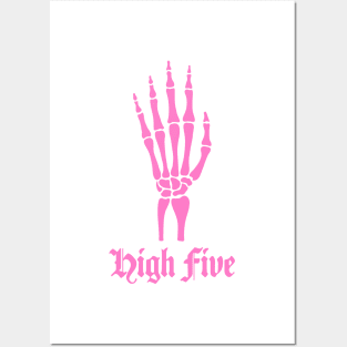 Pink Skeleton High Five Posters and Art